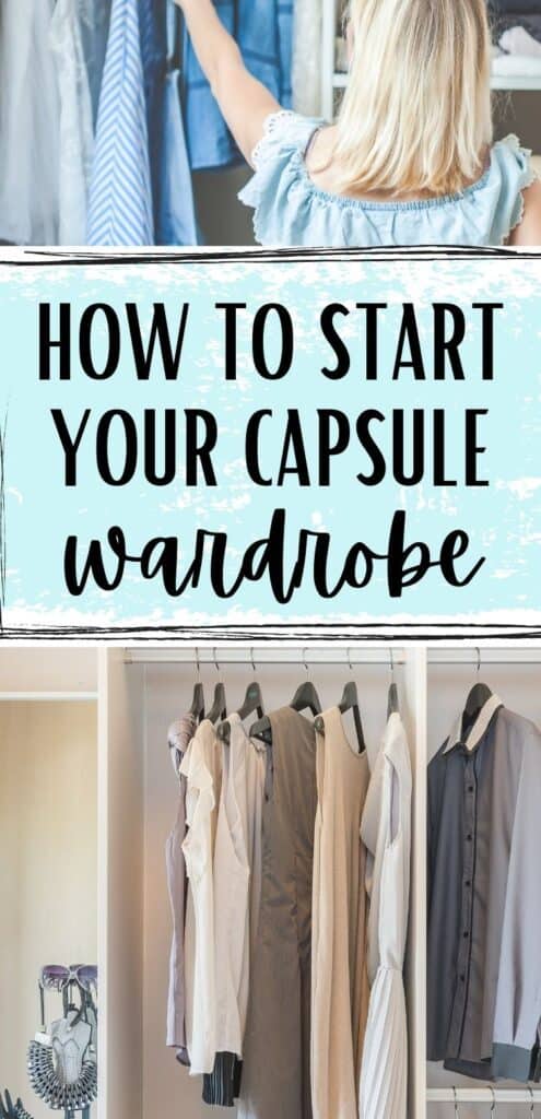 wardrobe with text overlay how to start your capsule wardrobe 