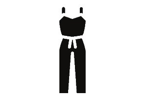 A vector of a black sleeveless jumper and white belt 