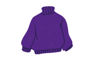 A vector of an oversized high neck purple sweater 