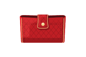 A vector of a red clutch with a gold button