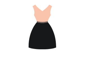 A vector of a two-toned sleeveless dress that is pink and skirt half is black