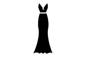 A vector of a floor length black deep v-neck dress