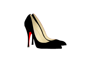 A vector of black high heels with a red sole
