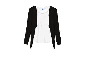 A vector of a black blazer and white shirt underneath 