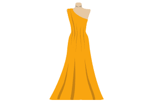 A vector of a yellow one sleeve floor length dress