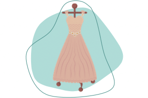 A graphic of a pale pink dress