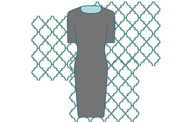 A graphic of a dark grey dress 