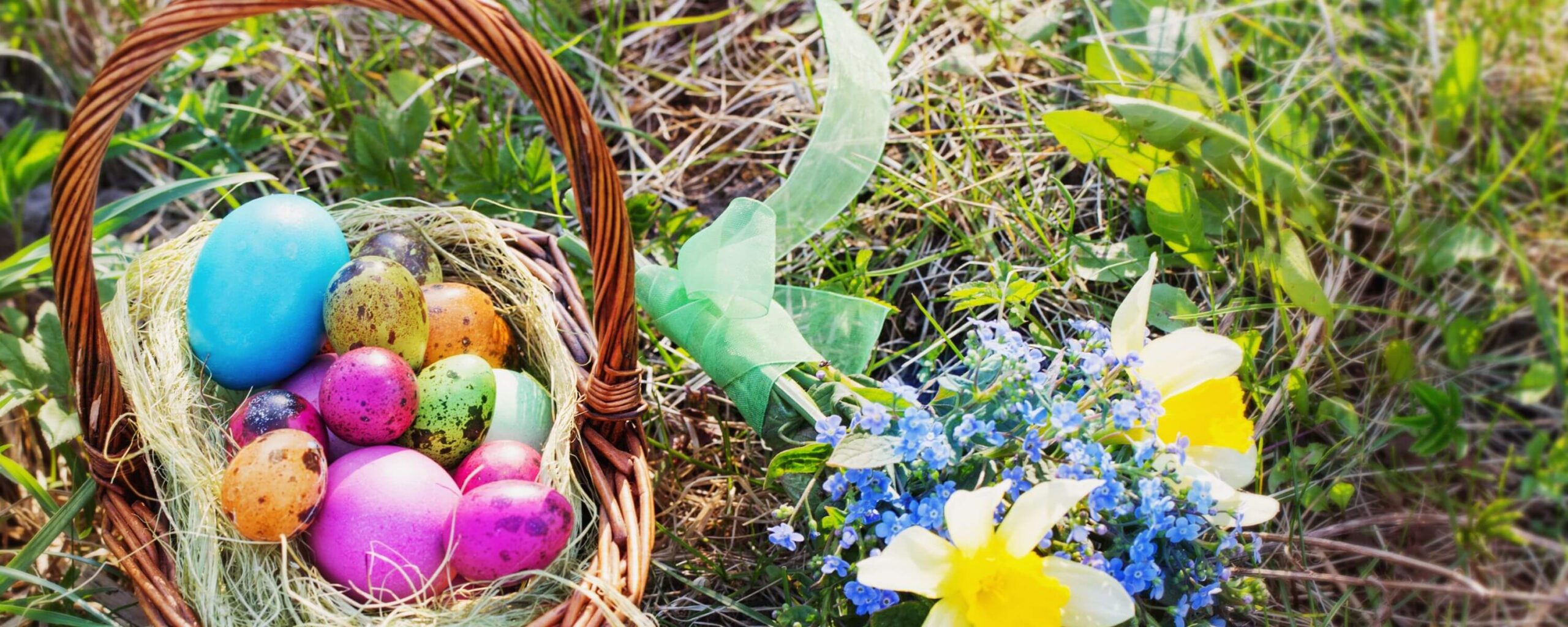 Easter traditions as an easter egg hunt outside