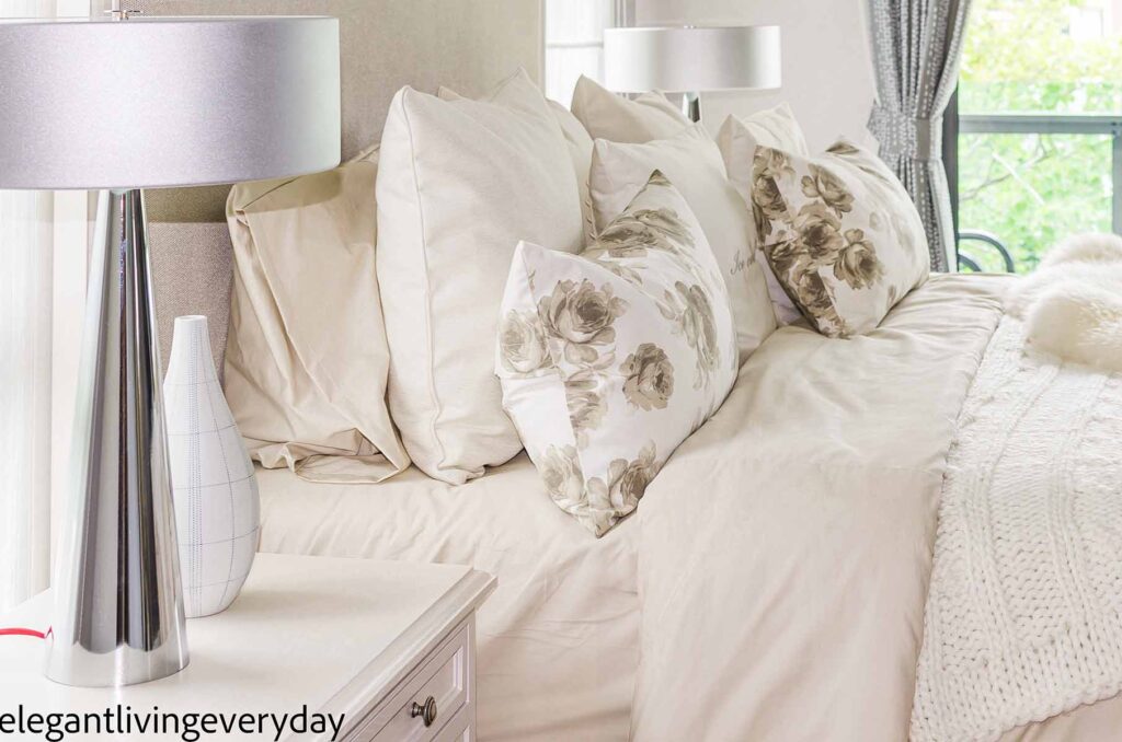 Brown accent pillows in a floral design