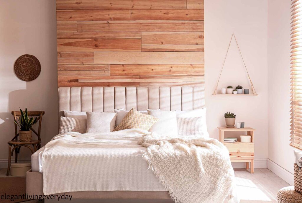 Floor to ceiling wooden headboard 