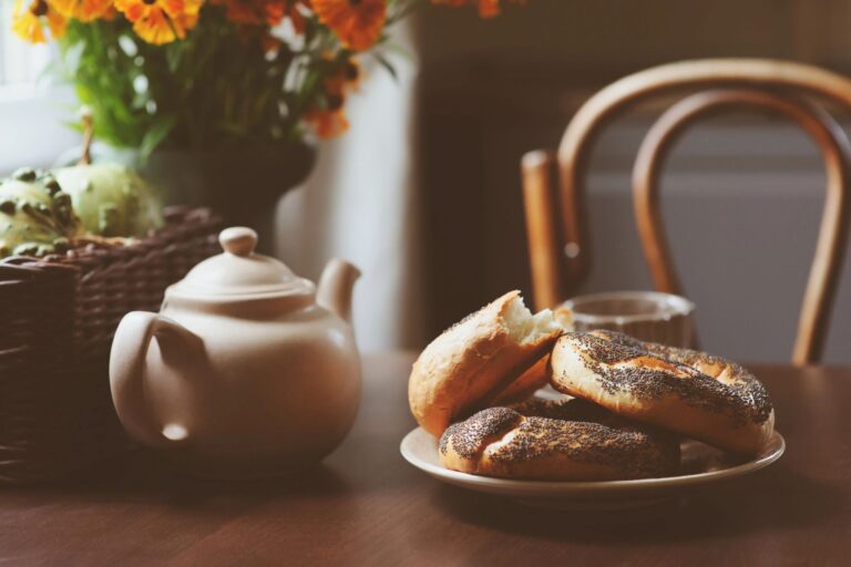 Tea kettle and a slow breakfast, enjoying life through an elegant lens